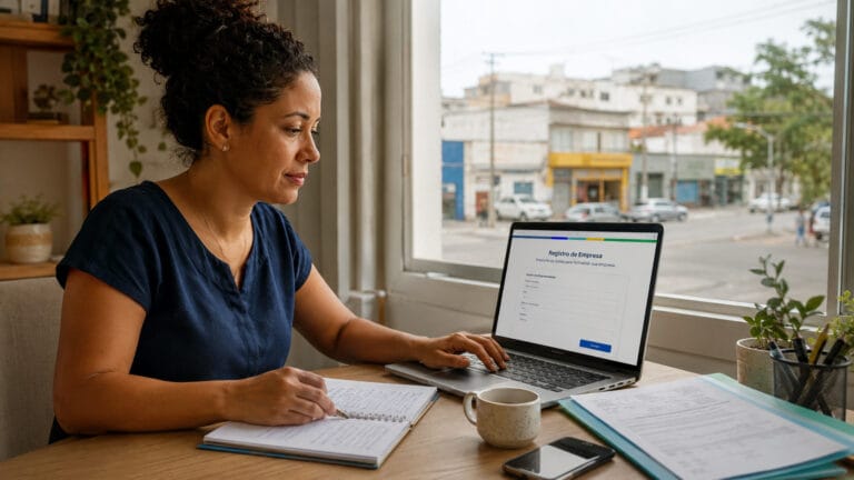 mulher formalizando negócio para abrir cnpj em diadema em laptop