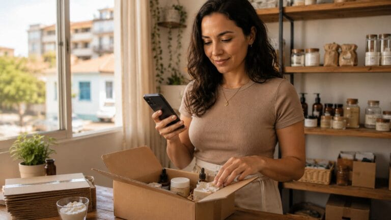 Empreendedora organizando produtos para vender no melhor nicho para empreender na internet